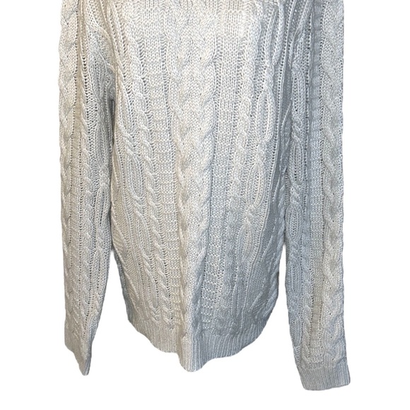 ASOS Design Light Gray Cable Knit Turtleneck Sweater - M T - Picture 3 of 10